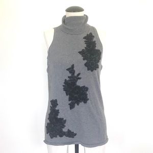 White House Black Market Grey Turtleneck Top L